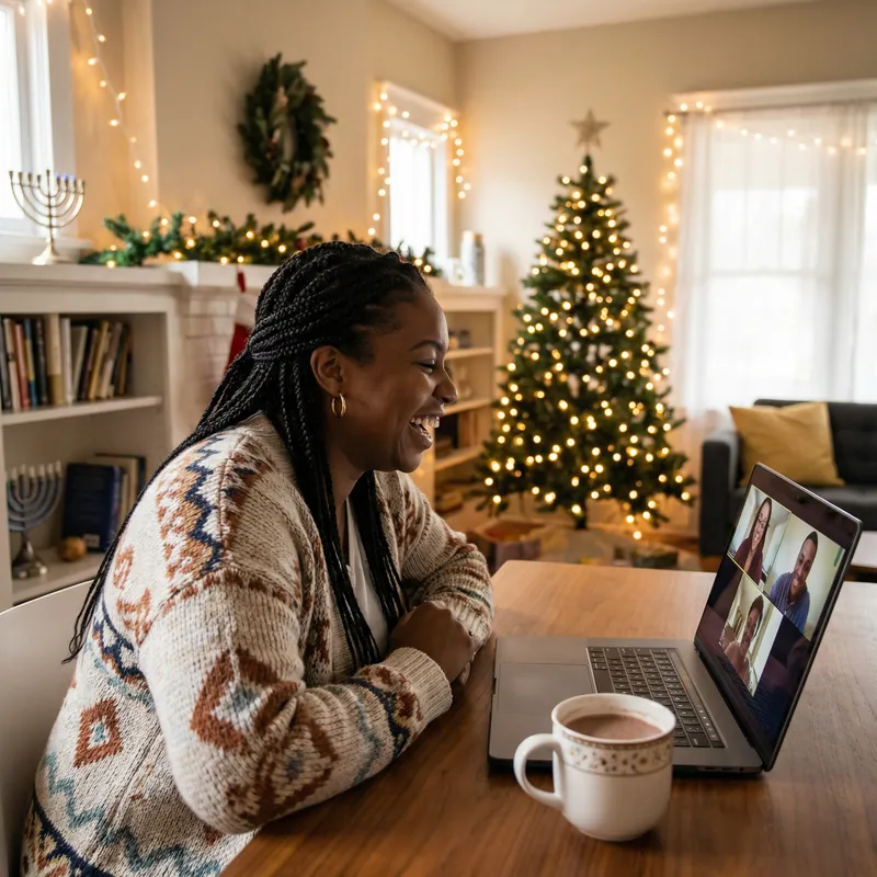 Virtual Holiday Consultation with Festive Decorations
