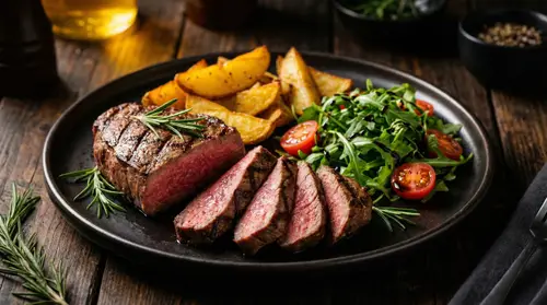 Delicious Grilled Beef Steak & Fresh Salad Recipe