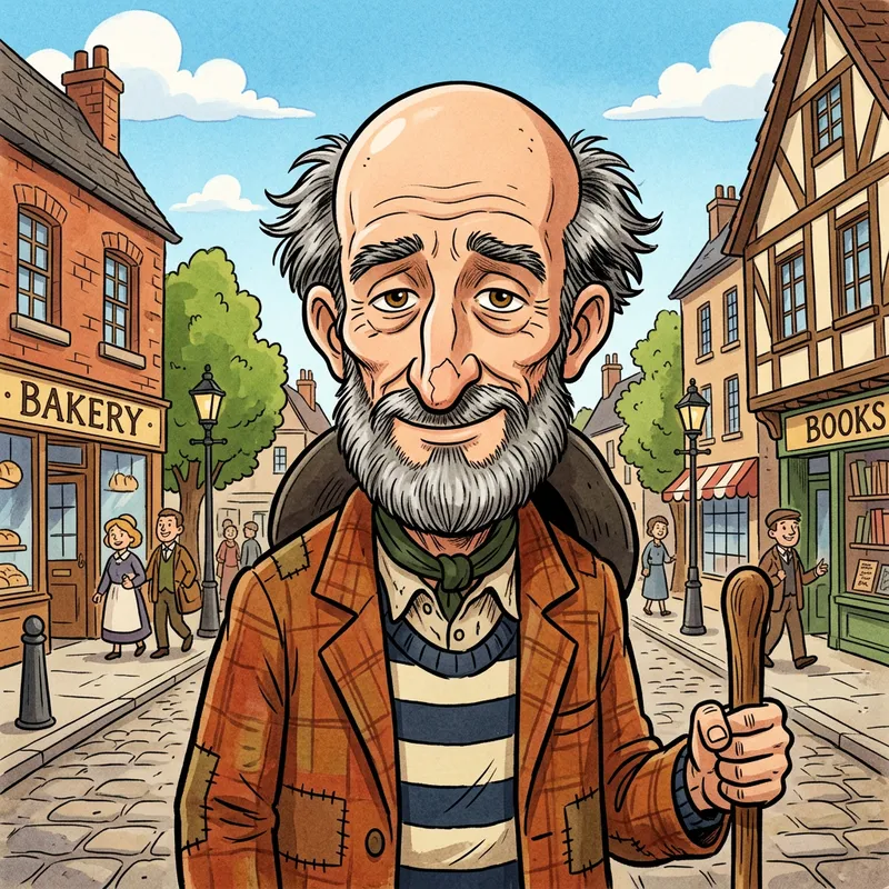 Intriguing Animated Character with Salt and Pepper Beard and Hair