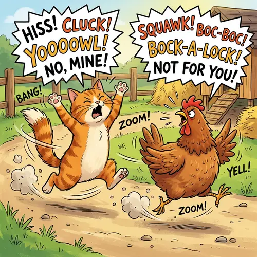 Cat vs Chicken: Hilarious Running Duel