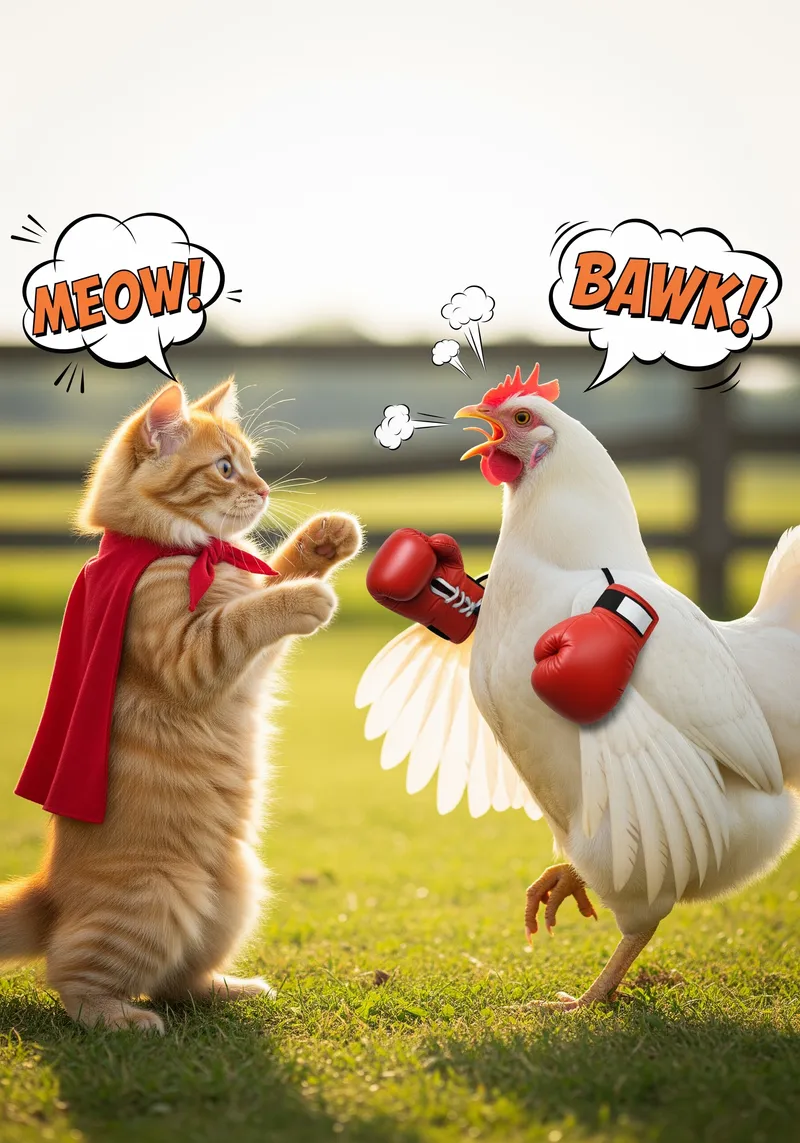 Cat vs Chicken: Hilarious Running Duel