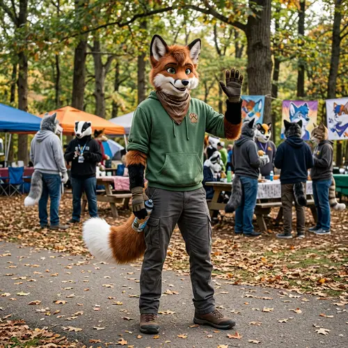 Furry Zorro Character: Playful and Anthromorphic Fox