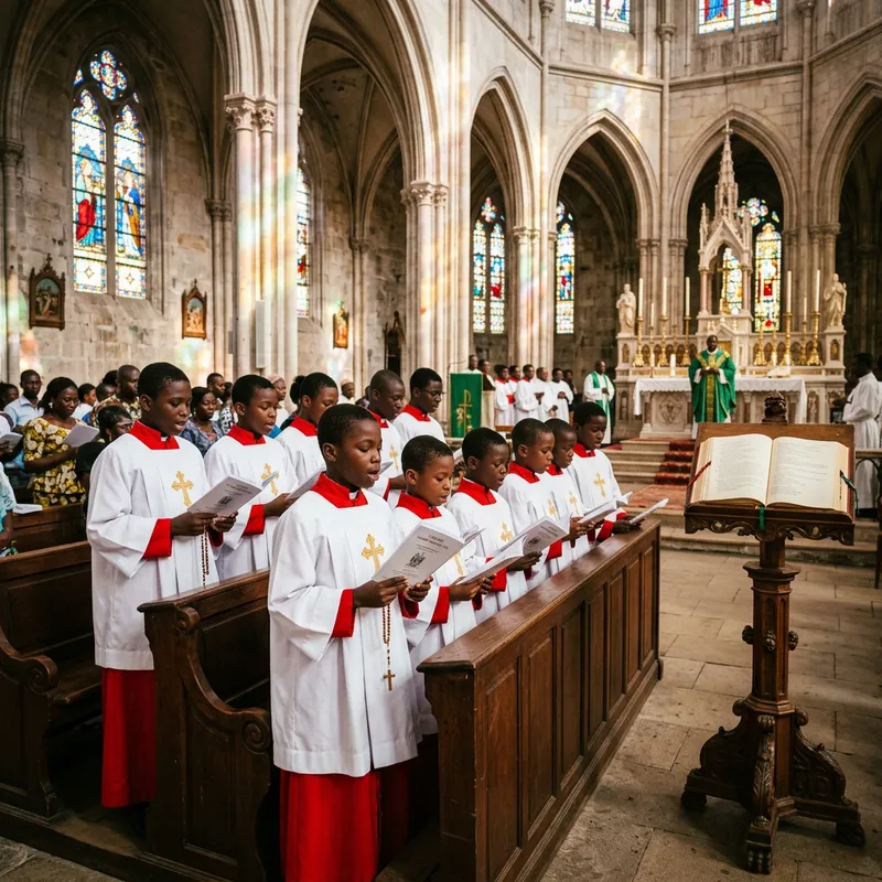 Beninese Choir Boys in Traditional Attire | Mass Ceremony Beninese Choir Boys in Traditional Attire | Mass Ceremony