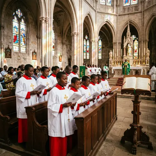 Beninese Choir Boys in Traditional Robes | Mass Ceremony