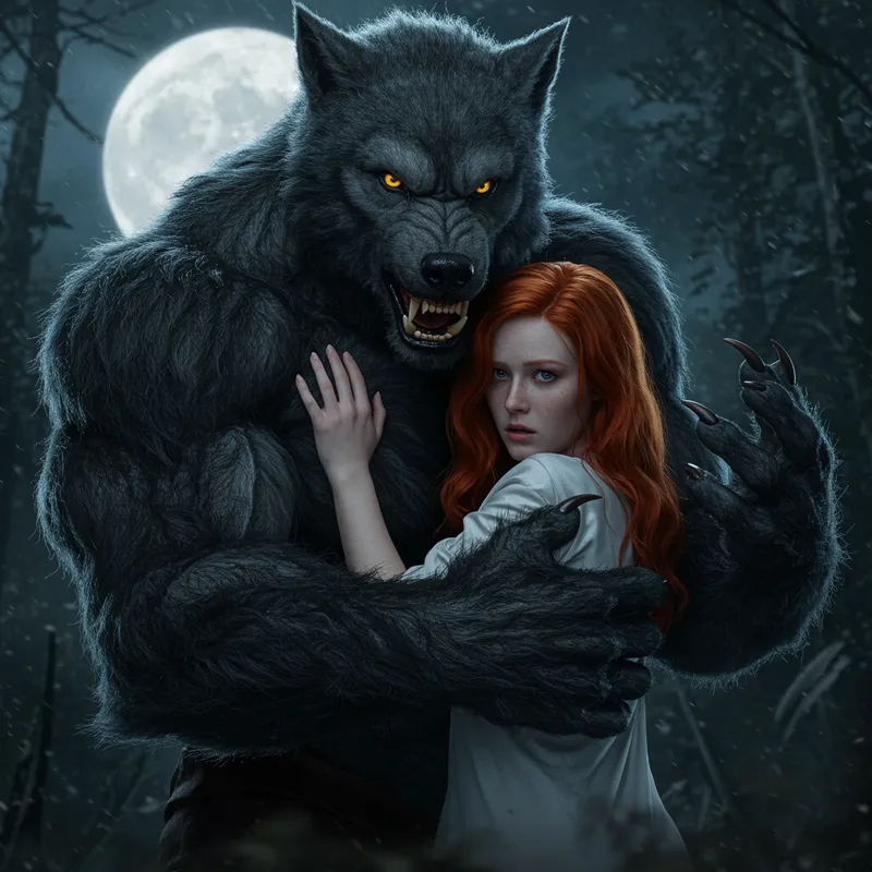 Werewolf and the Enchanting Red-Haired Woman