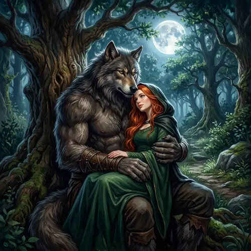 Werewolf and the Enchanting Red-Haired Woman