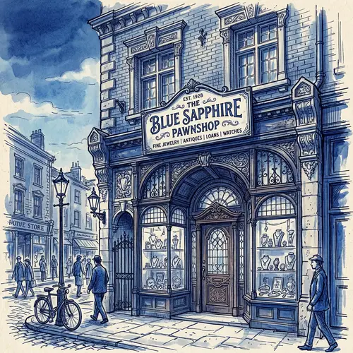 Vintage Pawnshop Architectural Sketch