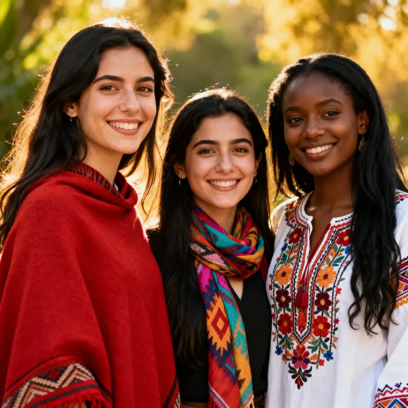 Cultural Diversity: Smiling Girls from Chile, Turkey, Ethiopia