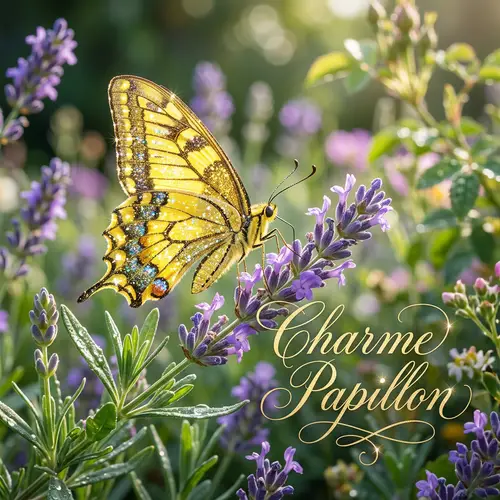Stunning Sparkly Yellow Butterfly | Charme Papillon