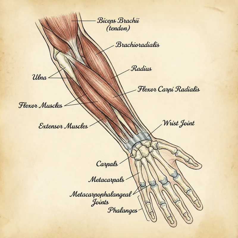 Anatomical Illustration: Arm, Forearm, Thigh & More