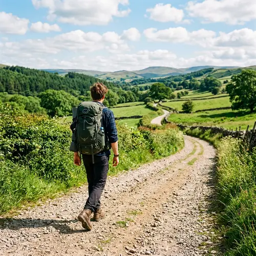 Traveler on Country Road | Outdoor Adventure Exploration