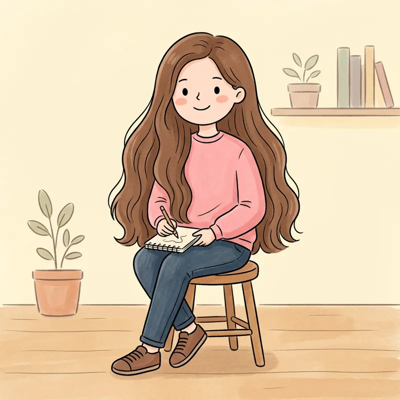 Easy Draw: Girl with Long Hair