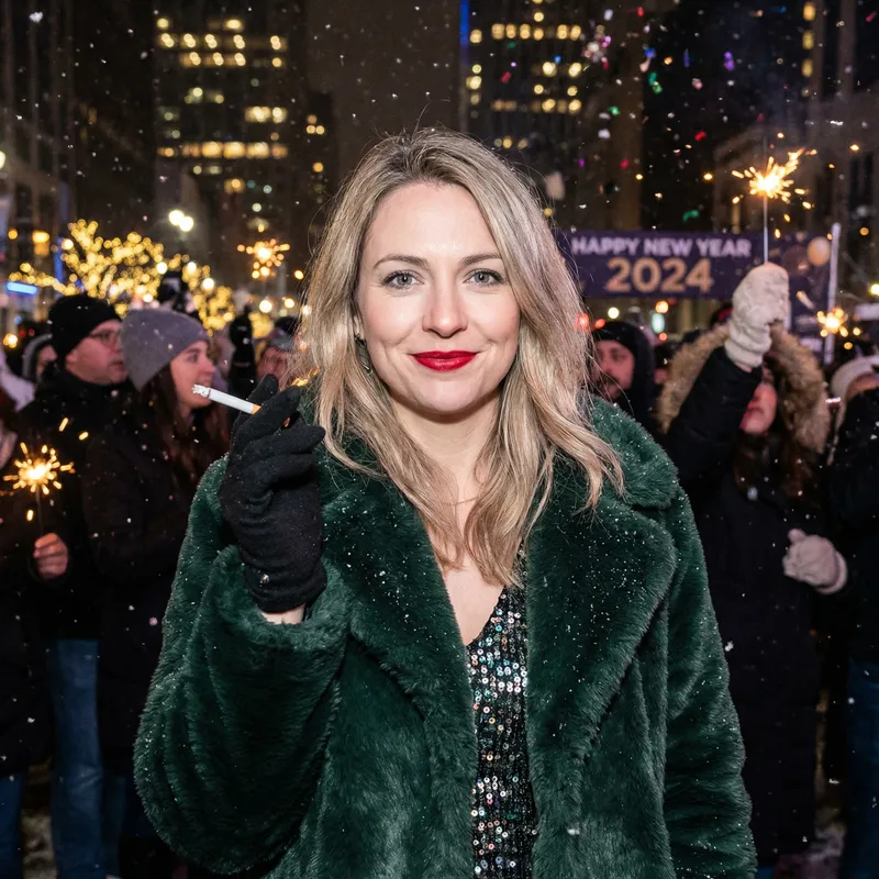 Stunning New Year Glamour | Blonde Beauty in Green Fur Coat