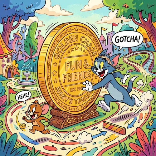 Tom and Jerry's Whimsical Chase Around a Giant Coin