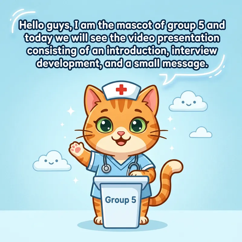 Cute Animated Nurse Cat for Group 5 Presentation