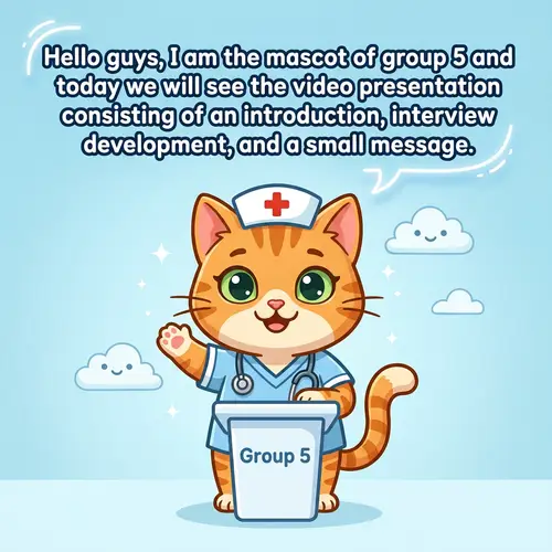 Cute Animated Nurse Cat for Group 5 Presentation