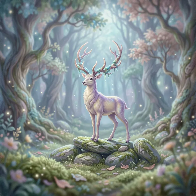 Mystical Creature in Moonlit Forest | Captivating Fantasy Art