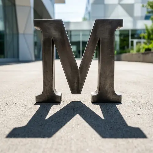 Letter M with Downward Shadow
