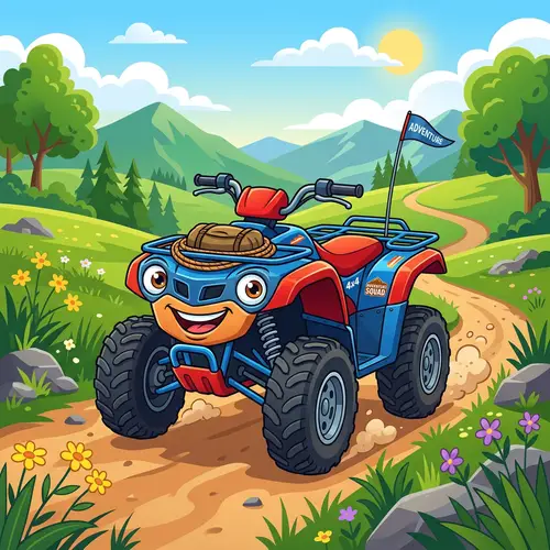 Vector Illustration of Friendly Anthropomorphic Quad Bike Character