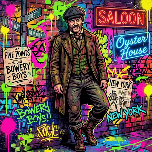 Mid-19th-Century Gang Member Neon Pop Art Interpretation