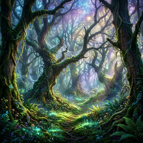 Mystical Abstract Forest: A Dreamlike Journey