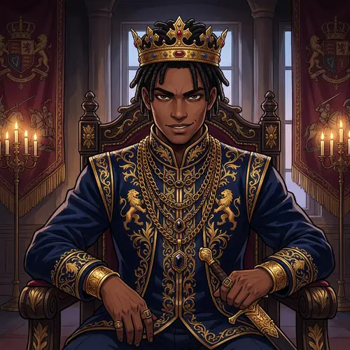 Anime Black Prince with Gold Jewelry | Regal and Slightly Psychotic