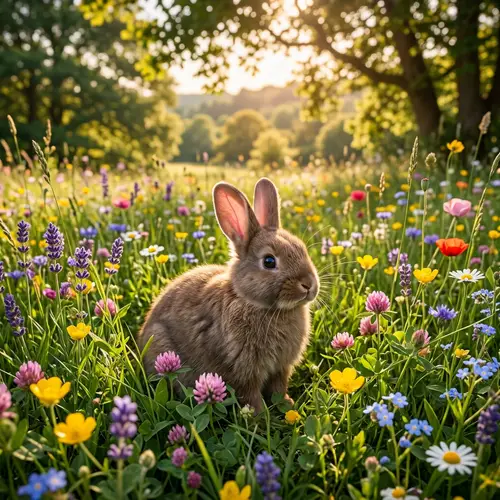 Tranquil Rabbit in Lush Meadow | Nature Harmony