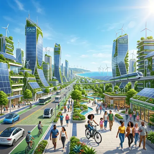 Futuristic Solar-Powered Sustainable Cityscape