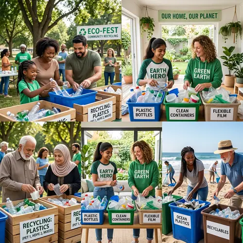 Global Citizens Sorting Plastics for Recyclability - Green Earth Initiative