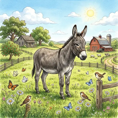 Charming Donkey in Classic Farm Setting