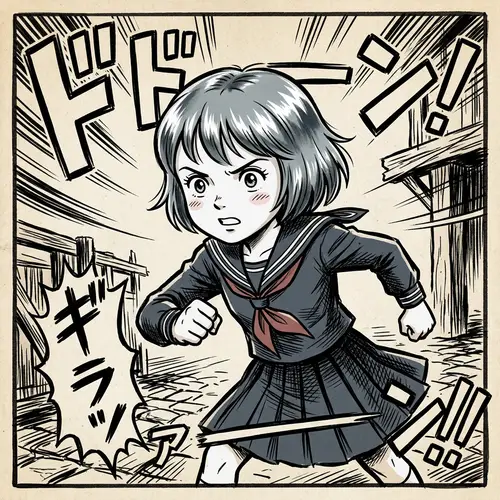 Shimmering Steel-Haired Young Caucasian Girl | 20th-Century Manga Style