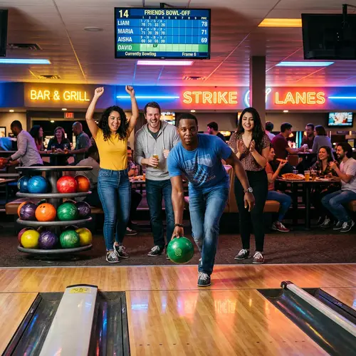 Exciting Bowling Match at Vibrant Alley