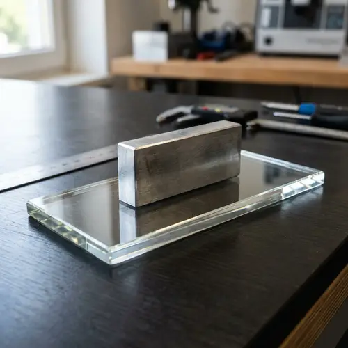 Transparent Glass Piece under Aluminum Body | Contrasting Materials