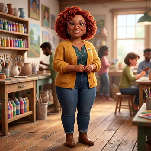 Pixar Style 32-Year-Old Woman Illustration