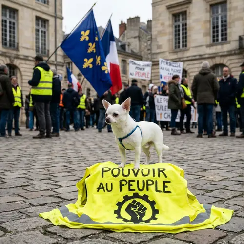 White Chihuahua Royalist Revolution Yellow Vest Flag Protest