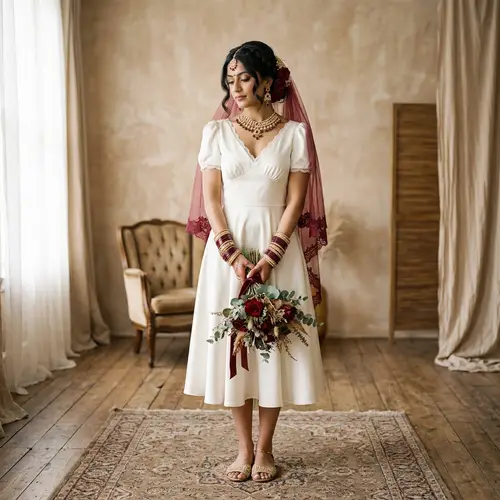 Vintage-Inspired South Asian Bride in Satin Dress