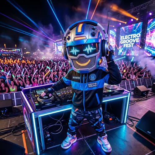 Fun DJ Helmet Mascot for Events