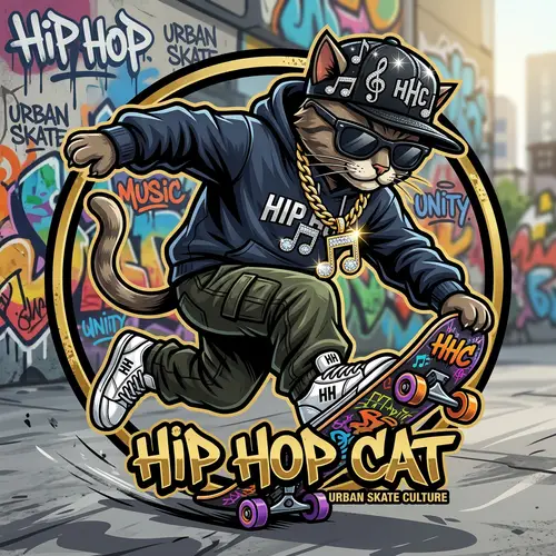 Stylish Hip Hop Cat Logo Design