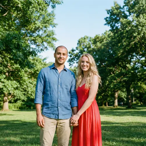 Middle-Eastern and Caucasian Couple in Park