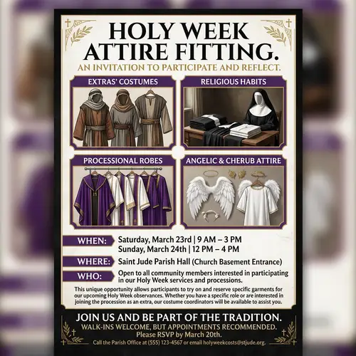 Holy Week Attire Fitting Appointment: Costumes, Habits & Angelitos