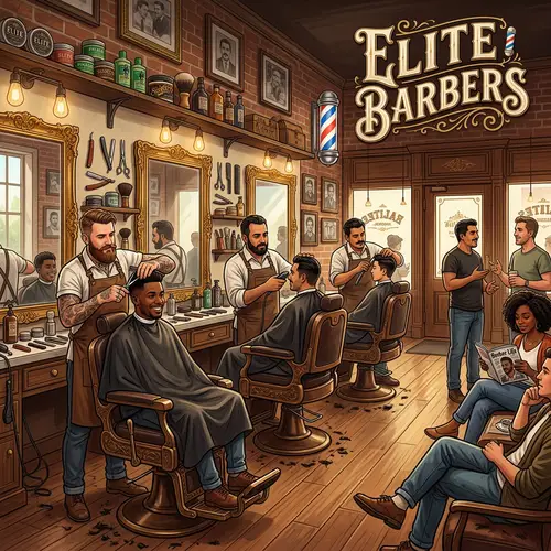 Elite Barbers: Modern Barbershop Illustration