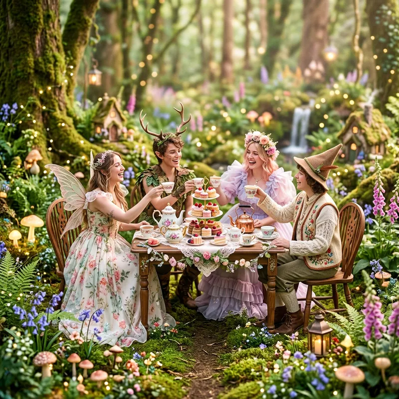 Enchanted Woodland Tea Party with Dreamy Pastel Tones