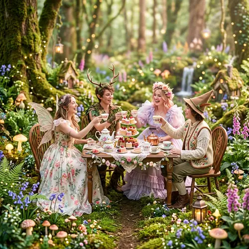 Enchanted Woodland Tea Party with Dreamy Pastel Tones