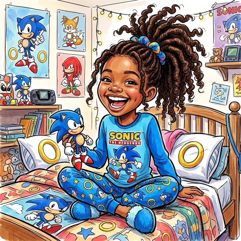 Funny Caricatures of Girls in Sonic Pajamas