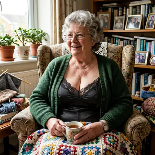 75-Year-Old Granny in Chic Kingerie