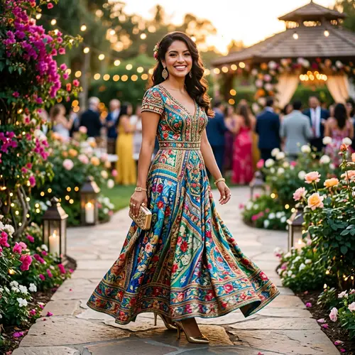 Radiant Hispanic Lady in Beautiful Gown | Enchanting Smile