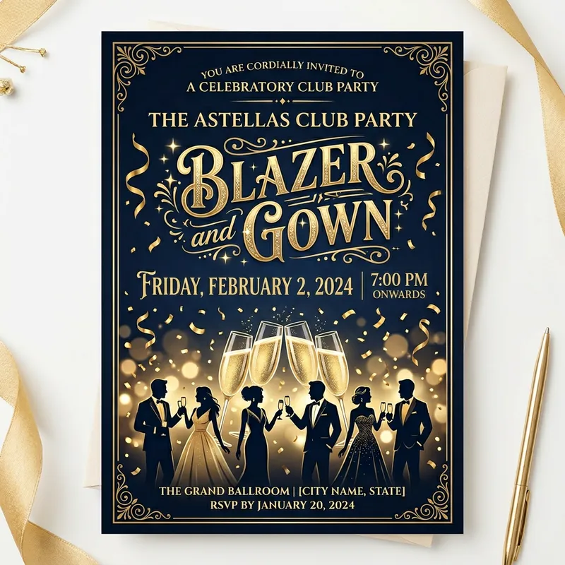 Formal 'Blazer and Gown' Gathering Invite | Feb 2, 2024