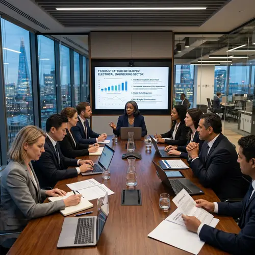 Strategic Boardroom Meeting with Engineering Leaders