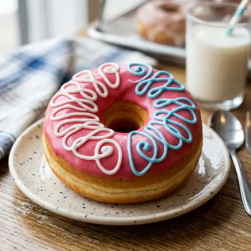 Delicious Pink Iced Donut with Swirls