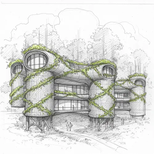 Eco Lodge Architectural Design Sketch